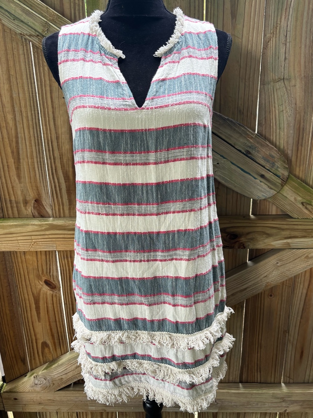 Anthropologie Holding Horses Horizontal Stripe Cotton Shift Dress Size 6